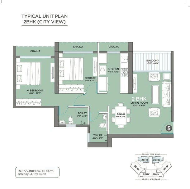 Unit plan - 731 sq.ft.
