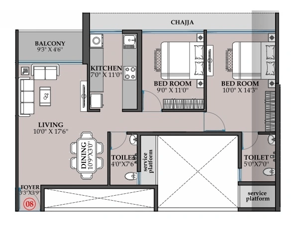 Unit plan - 786 sq.ft.