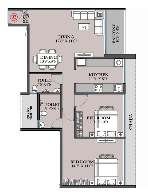 Hitech Crystal Corner Unit plan - 867 sq.ft.
