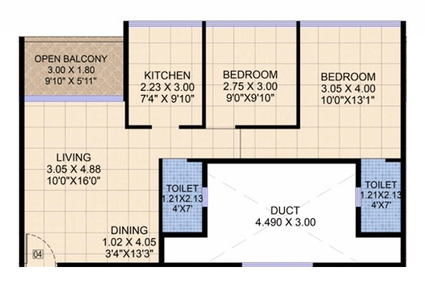 Hitech Cosmos Unit plan - 751 sq.ft.