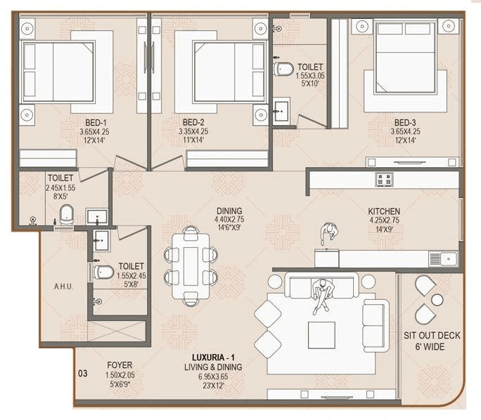 Unit plan - 1387 sq.ft.