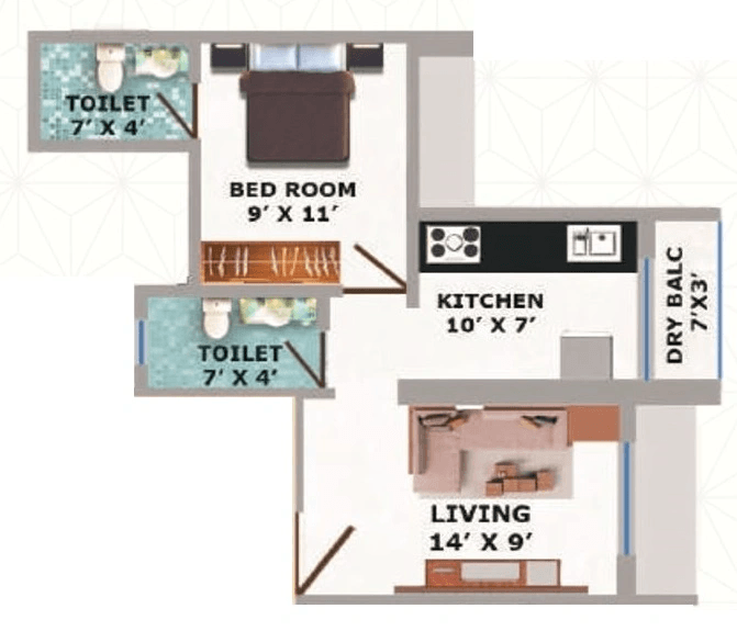 Unit plan - 450 sq.ft.