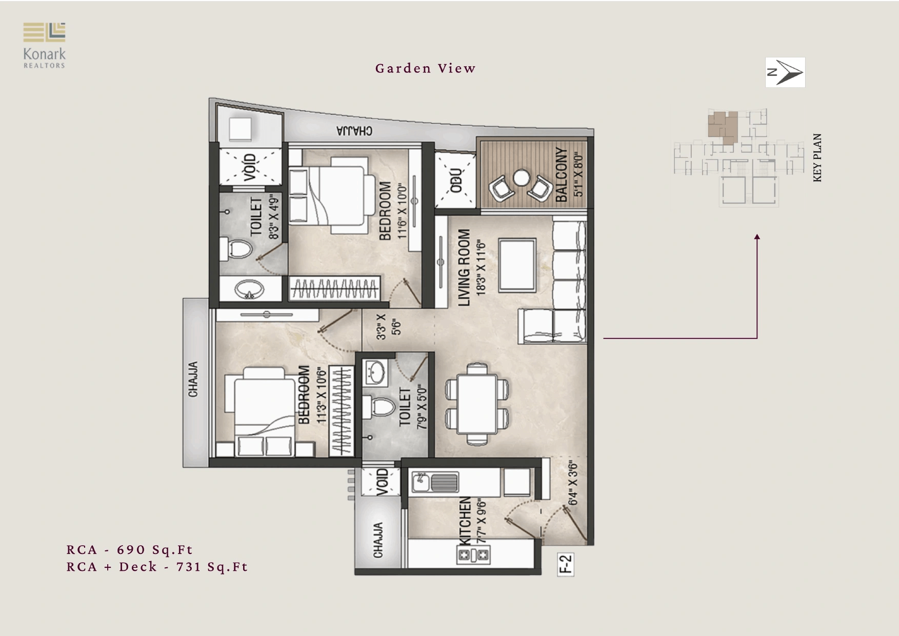 Aria Skygardens Unit plan - 731 sq.ft.