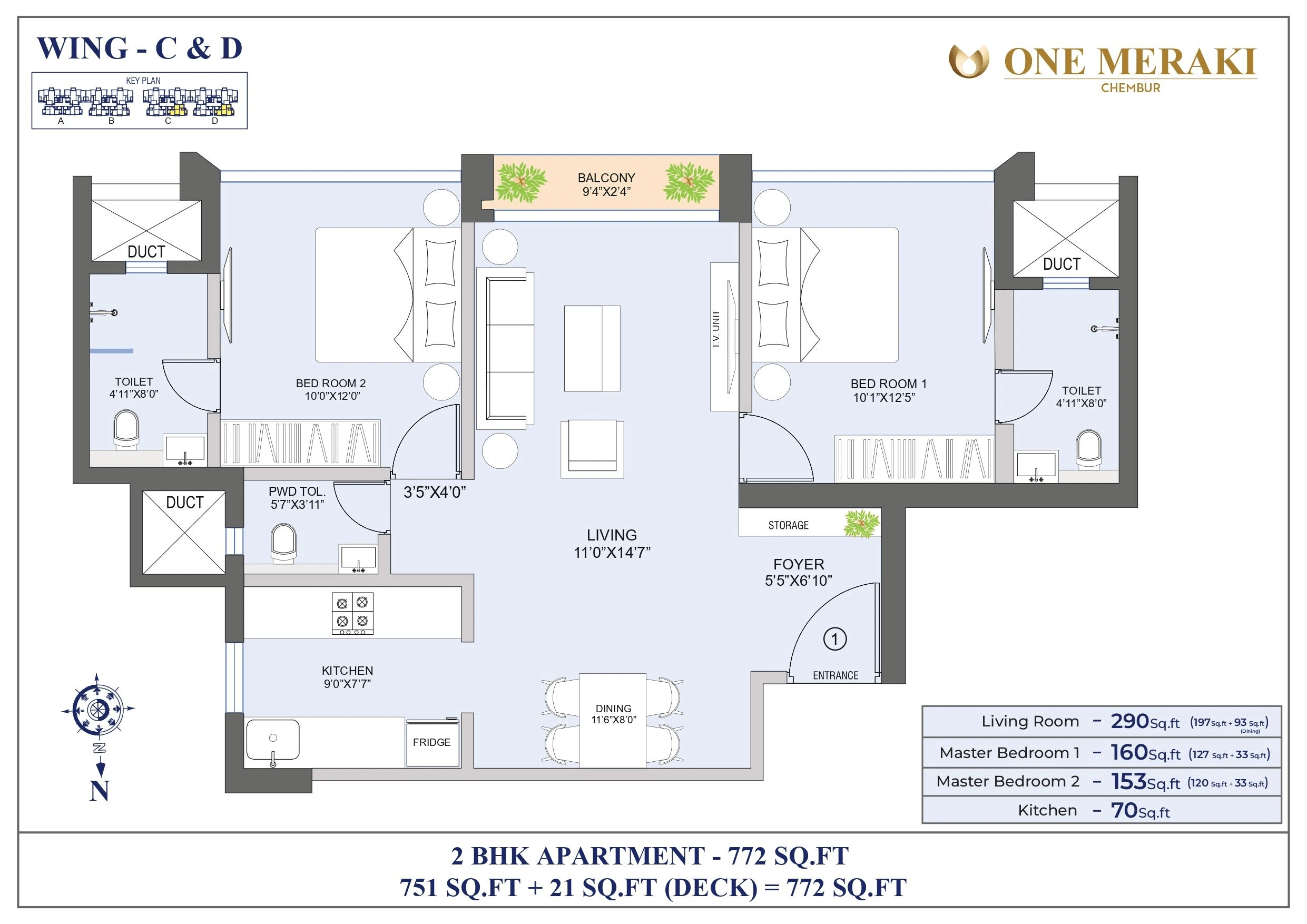 Unit plan - 772 sq.ft.