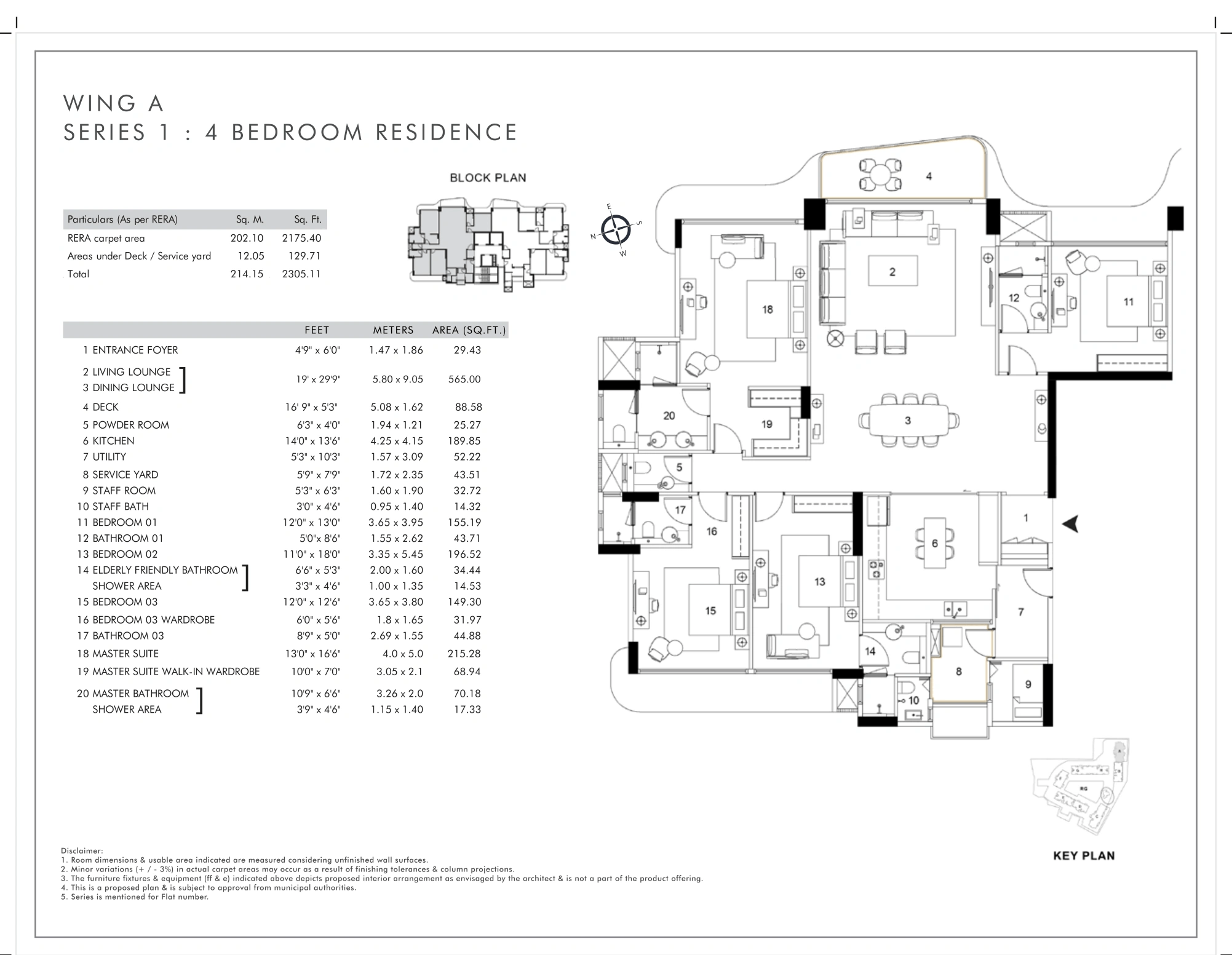 Rustomjee Balmoral Golflinks Unit plan - 2305 sq.ft.
