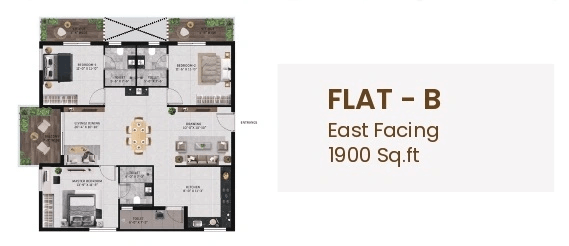 Vian Vayu Unit plan - 1368 sq.ft.