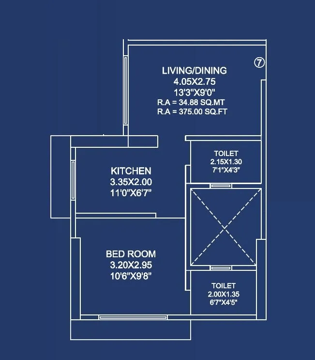 Je&Vee Saidham Unit plan - 375 sq.ft.