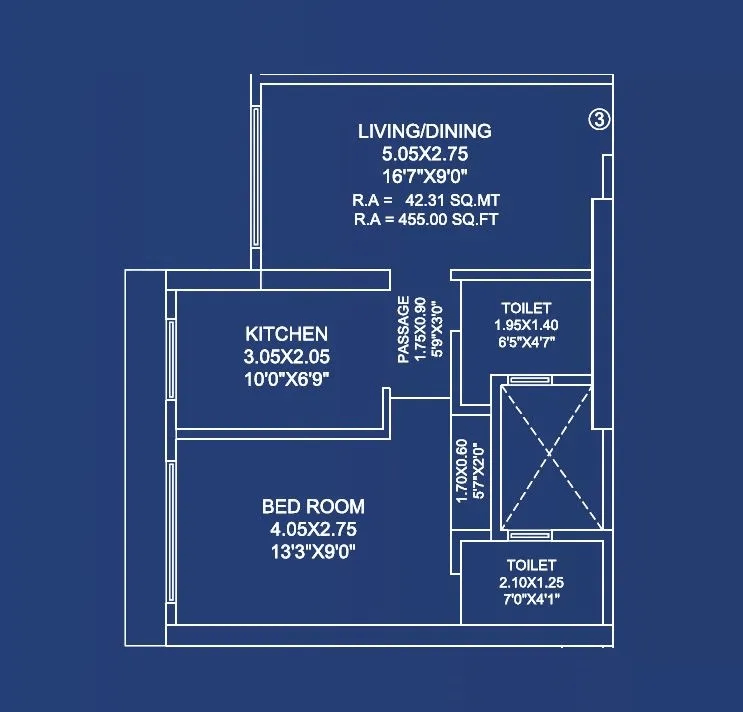 Je&Vee Saidham Unit plan - 455 sq.ft.