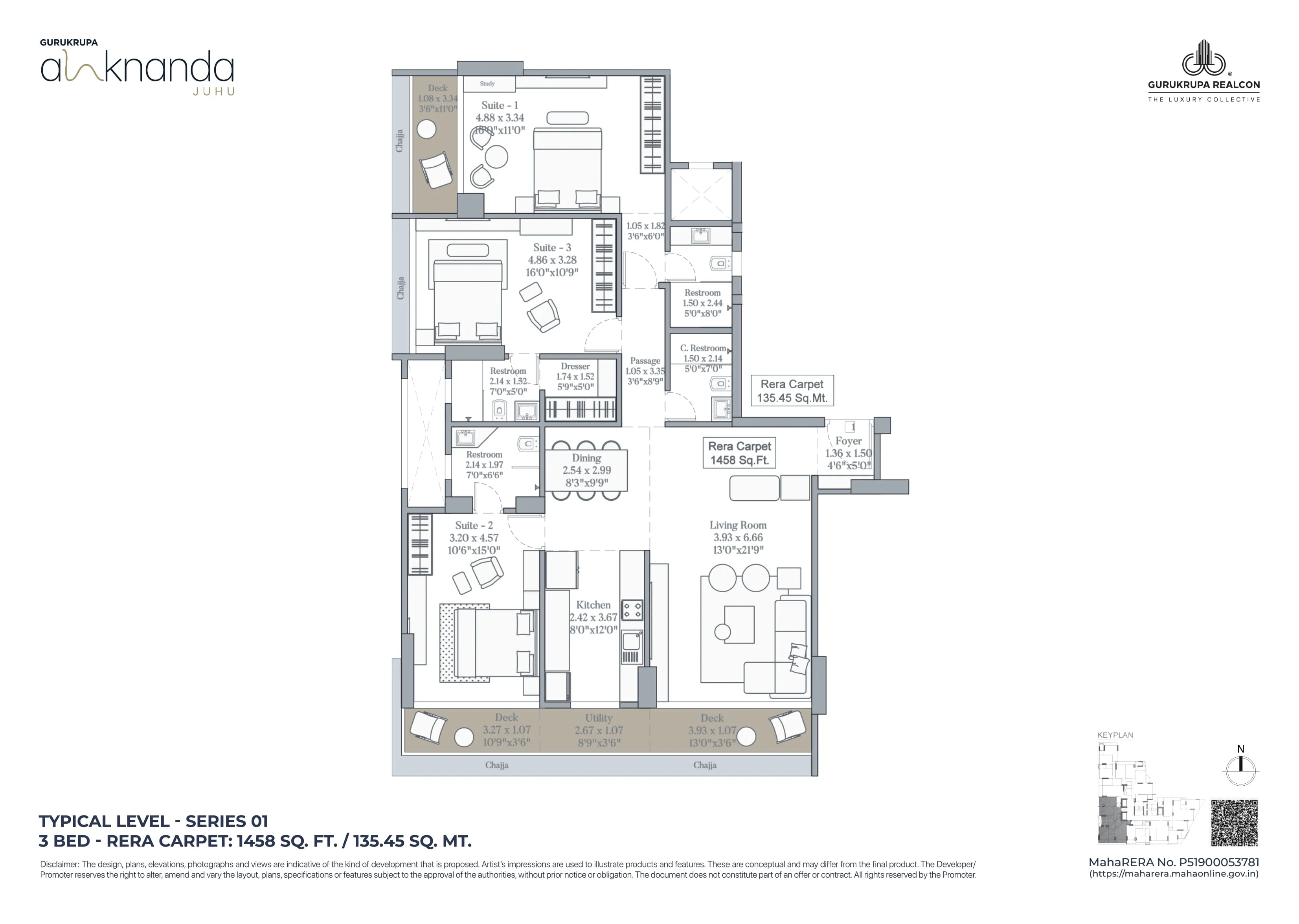 Unit plan - 1458 sq.ft.