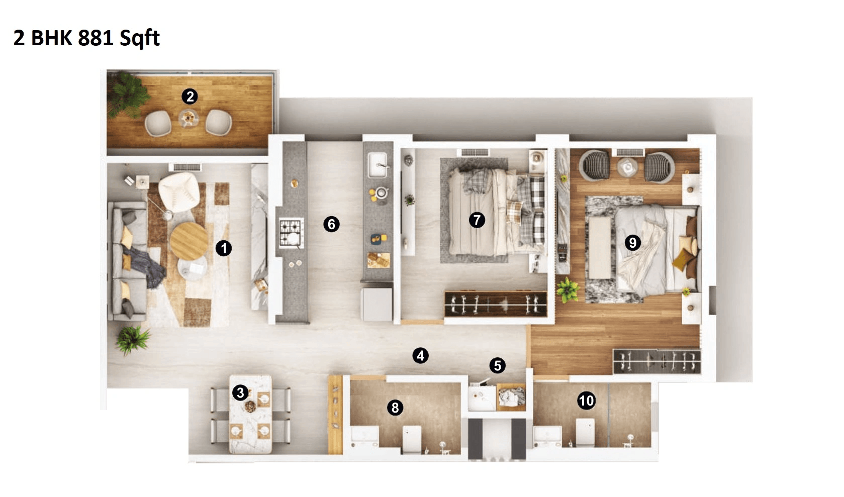 Unit plan - 881 sq.ft.