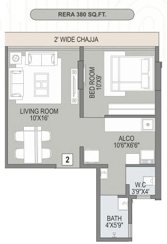 Unit plan - 380 sq.ft.