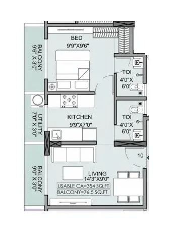 Unit plan - 431 sq.ft.