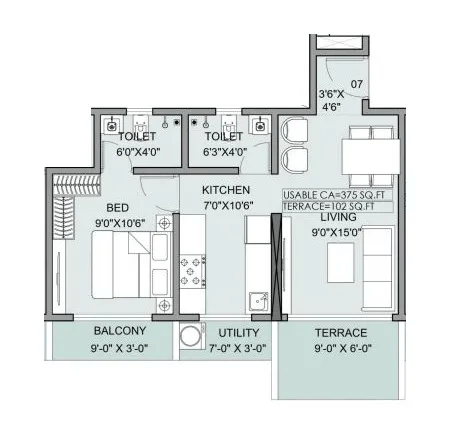Deep Vaibhav Unit plan - 476 sq.ft.