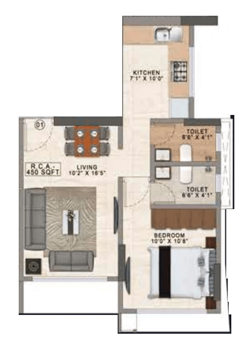 Aayush Gokul Unit plan - 450 sq.ft.