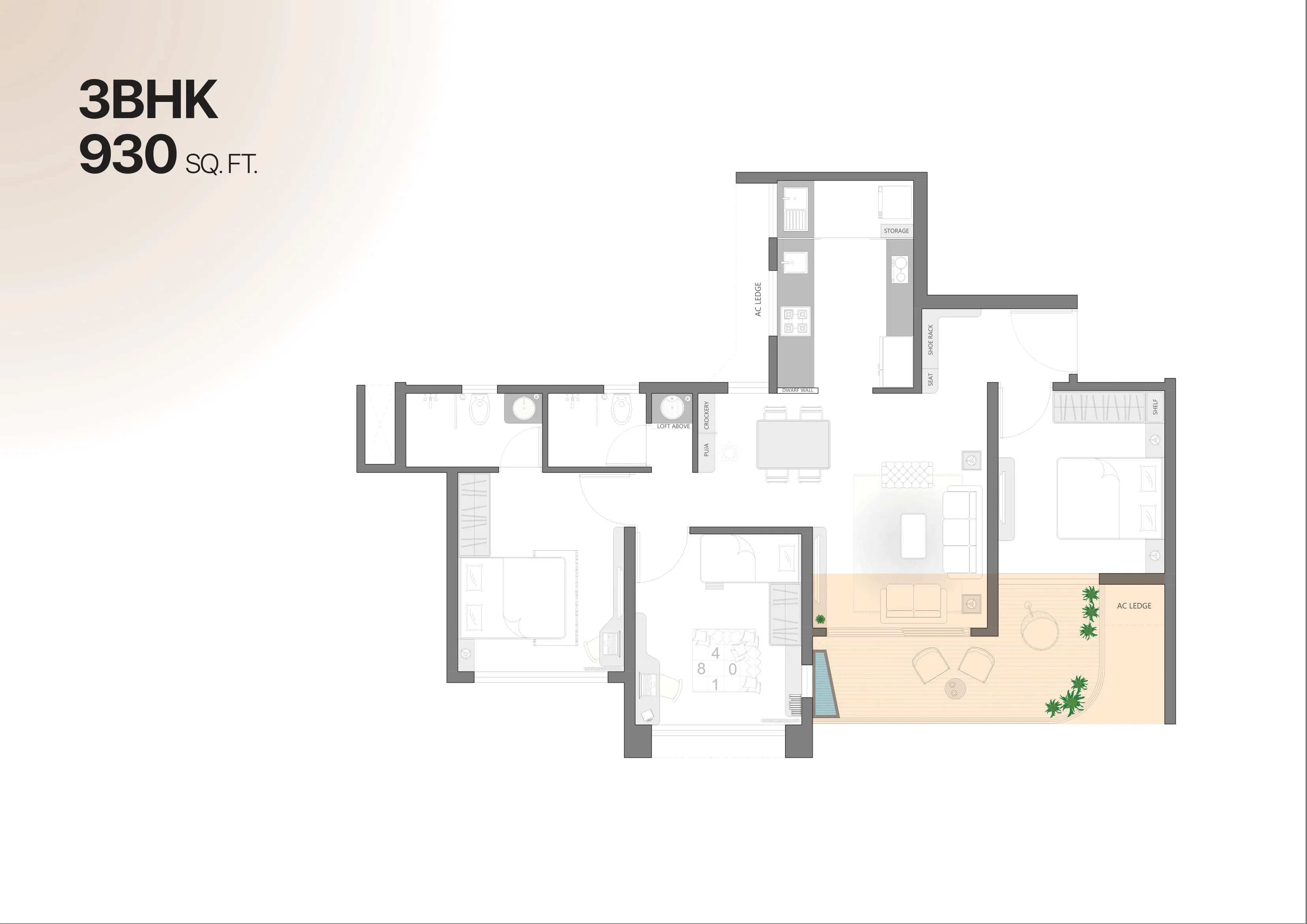 Unit plan - 930 sq.ft.