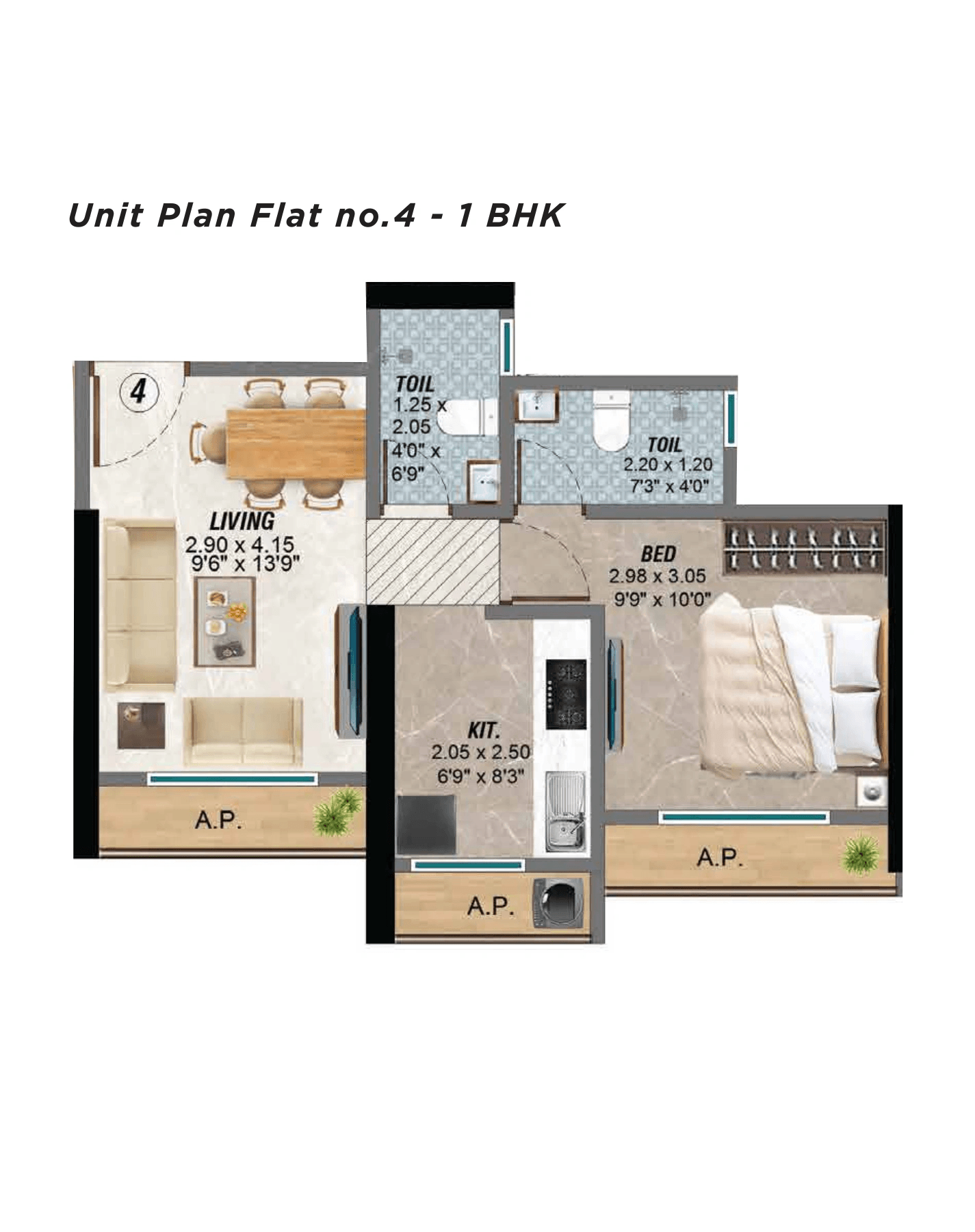 Unit plan - 450 sq.ft.