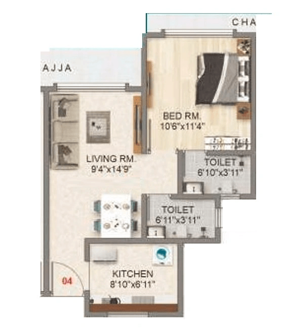 Adityaraj Majestic Unit plan - 430 sq.ft.