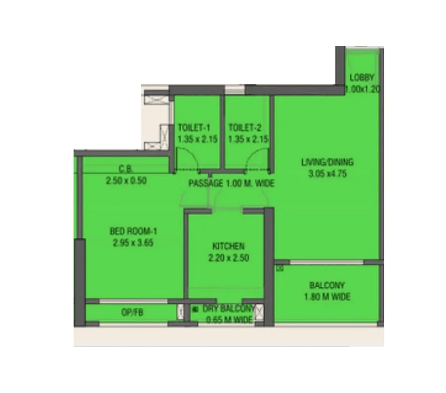 Ashish Windermere Unit plan - 548 sq.ft.