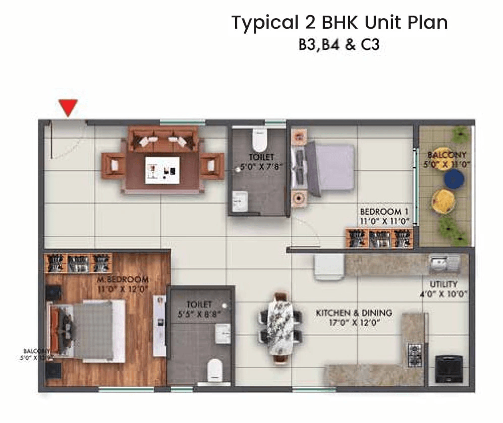 Unit plan - 905 sq.ft.