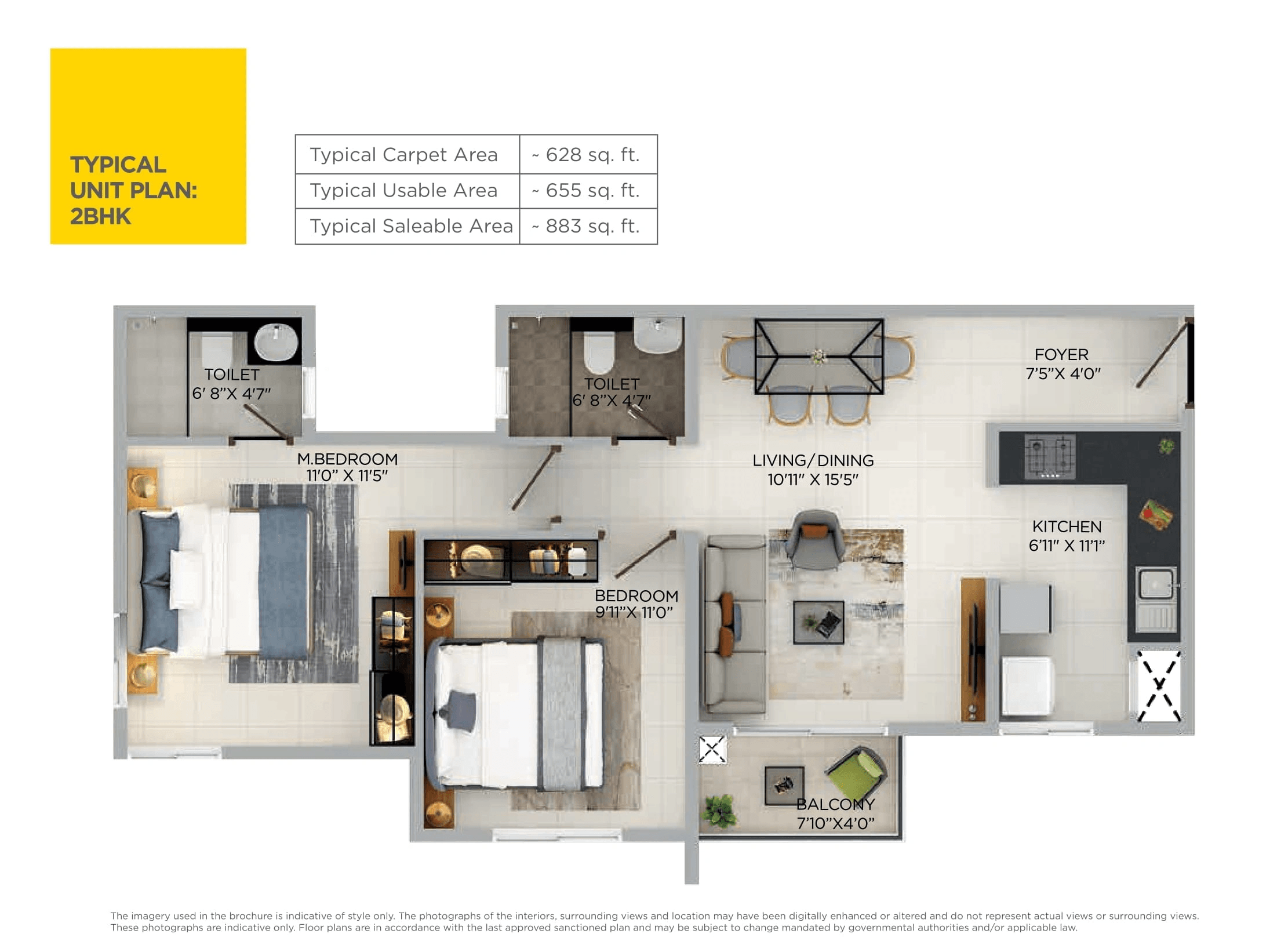 Unit plan - 628 sq.ft.