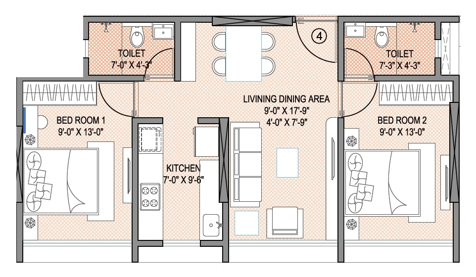 Unit plan - 600 sq.ft.