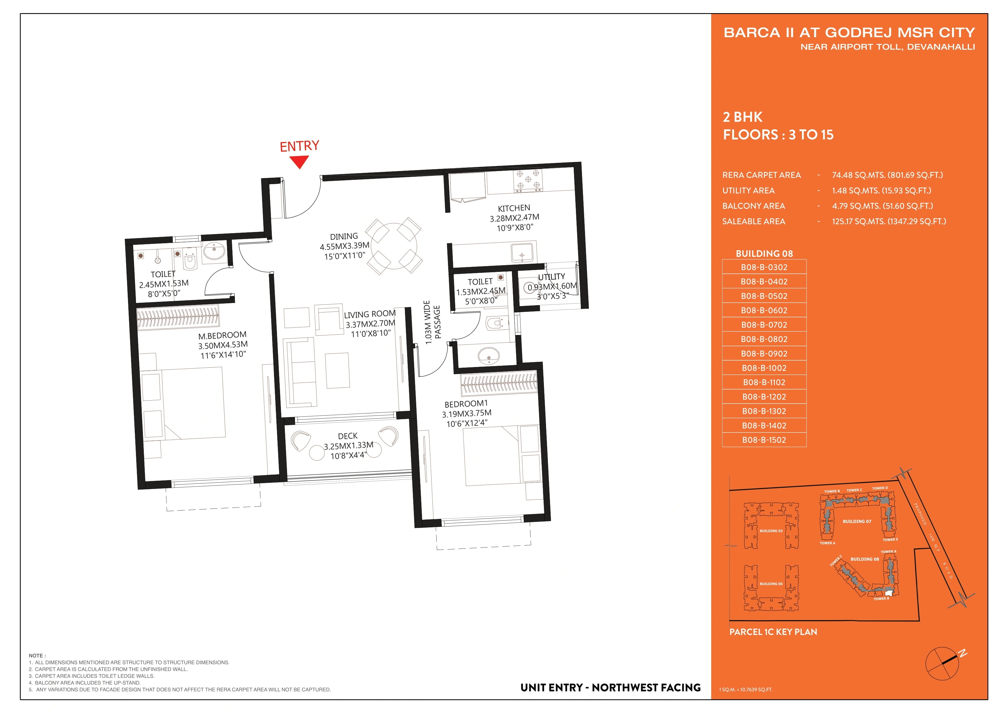 Godrej Barca MSR City Unit plan - 801 sq.ft.