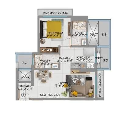Unit plan - 370 sq.ft.