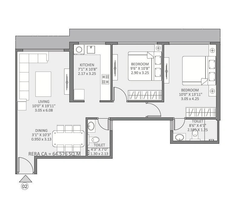 Maithili The Trellis Unit plan - 695 sq.ft.