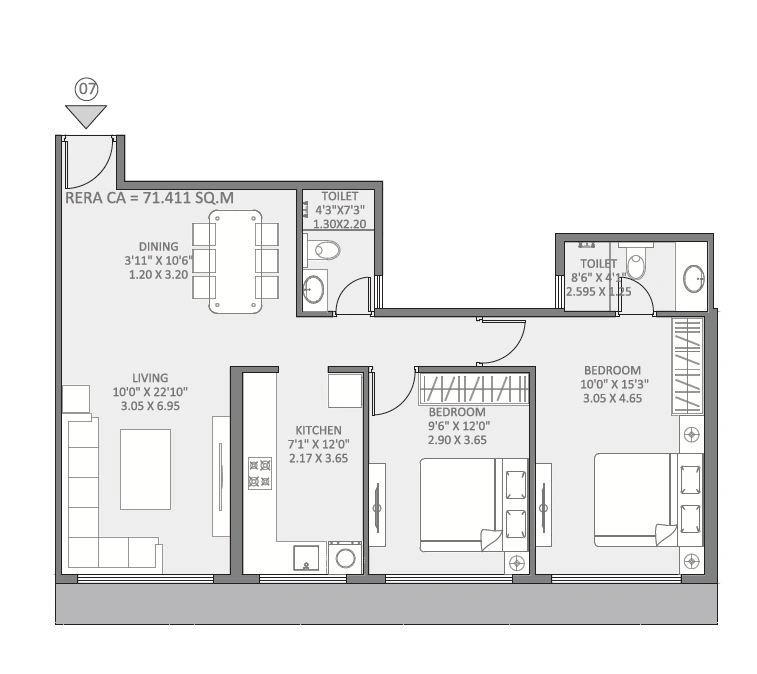 Maithili The Trellis Unit plan - 769 sq.ft.