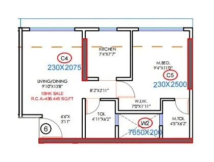 Unit plan - 436 sq.ft.