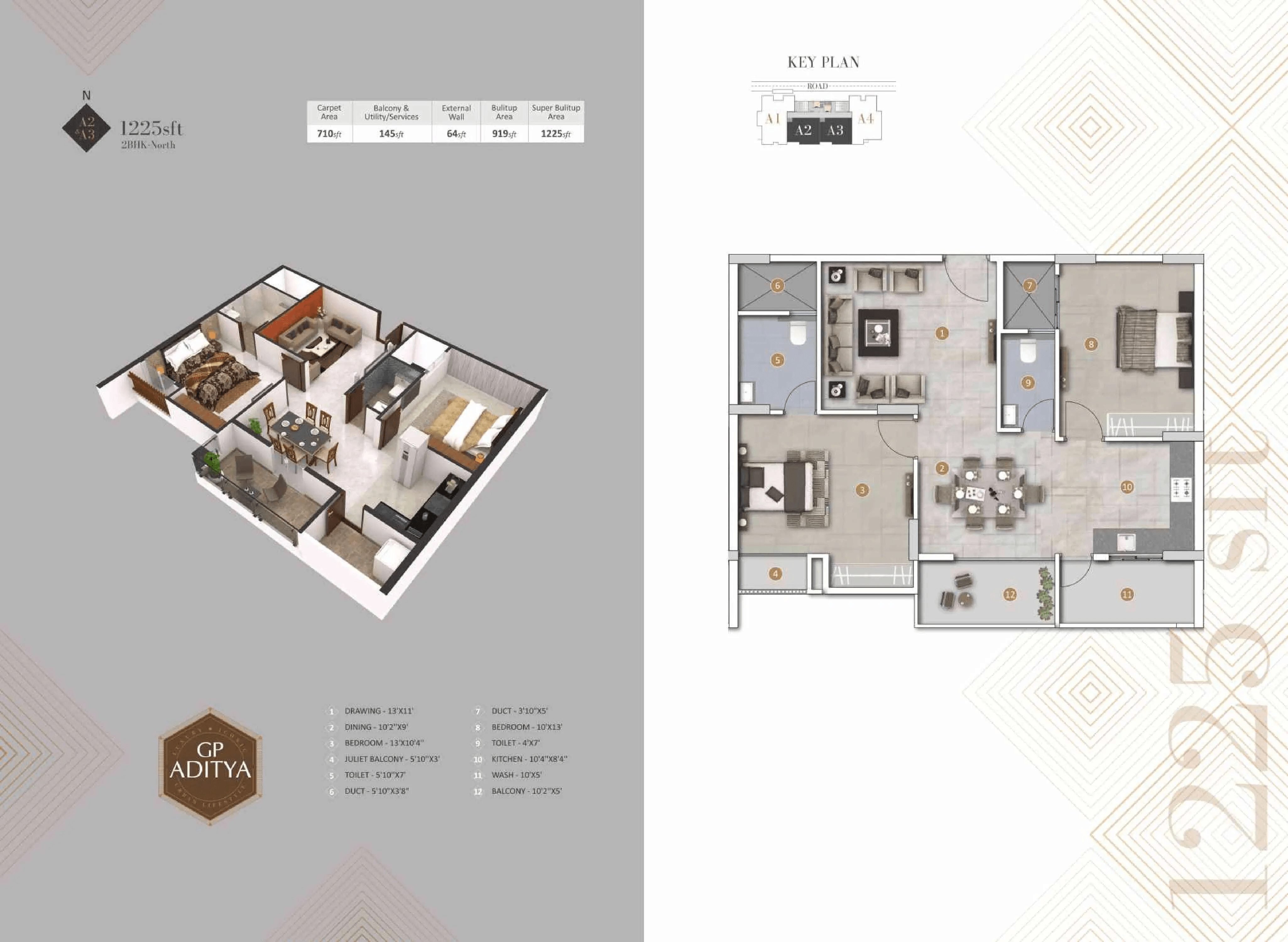 GP Aditya Unit plan - 710 sq.ft.