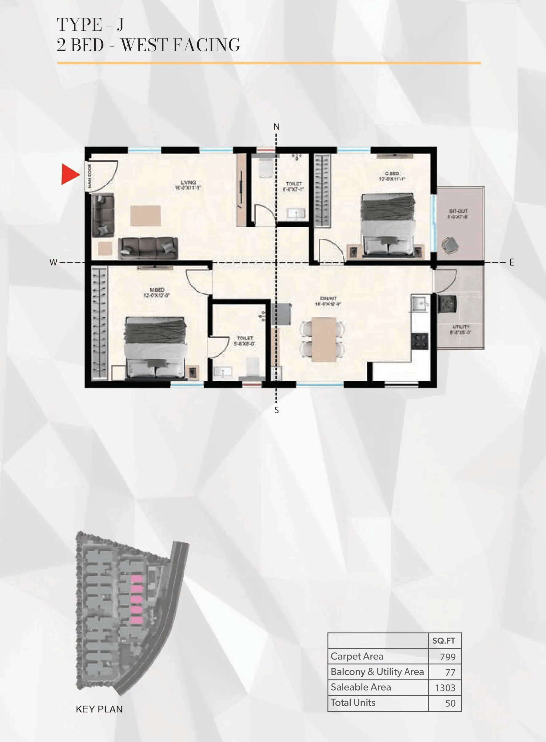 Vaishnaoi Garuda Unit plan - 799 sq.ft.
