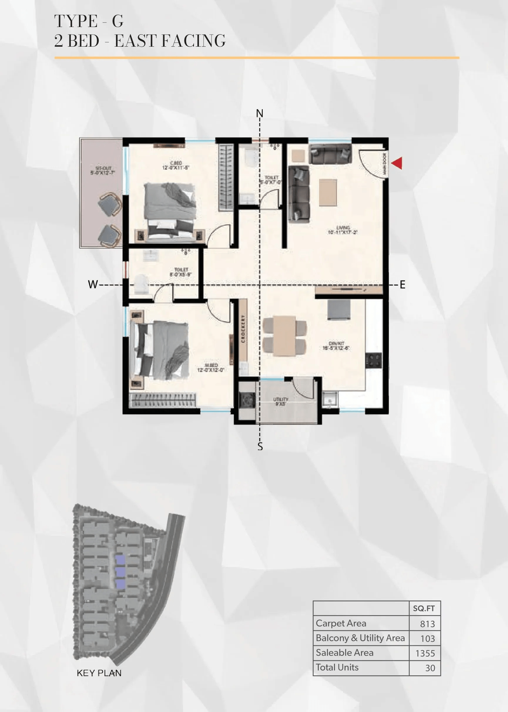 Vaishnaoi Garuda Unit plan - 813 sq.ft.
