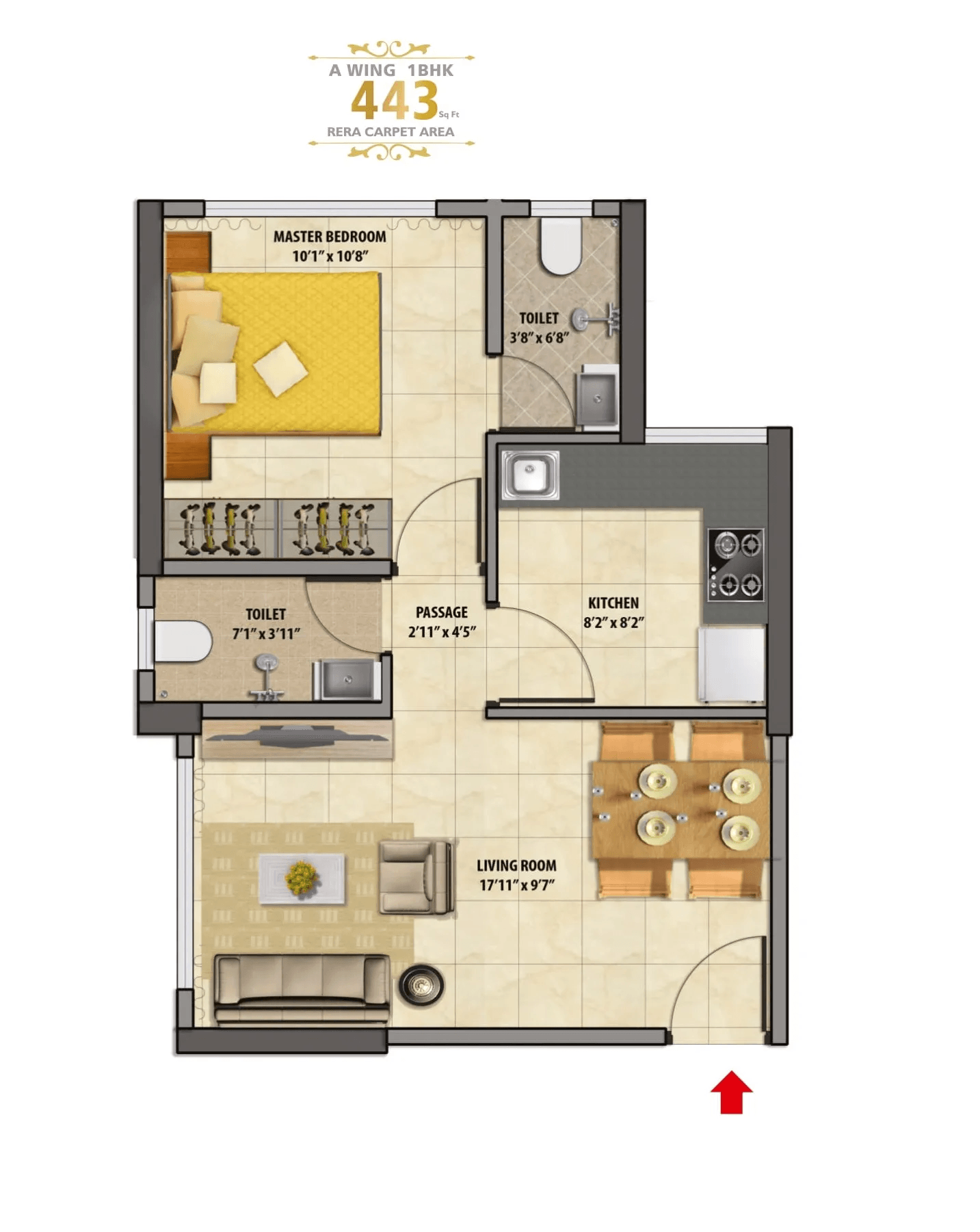 Unit plan - 443 sq.ft.