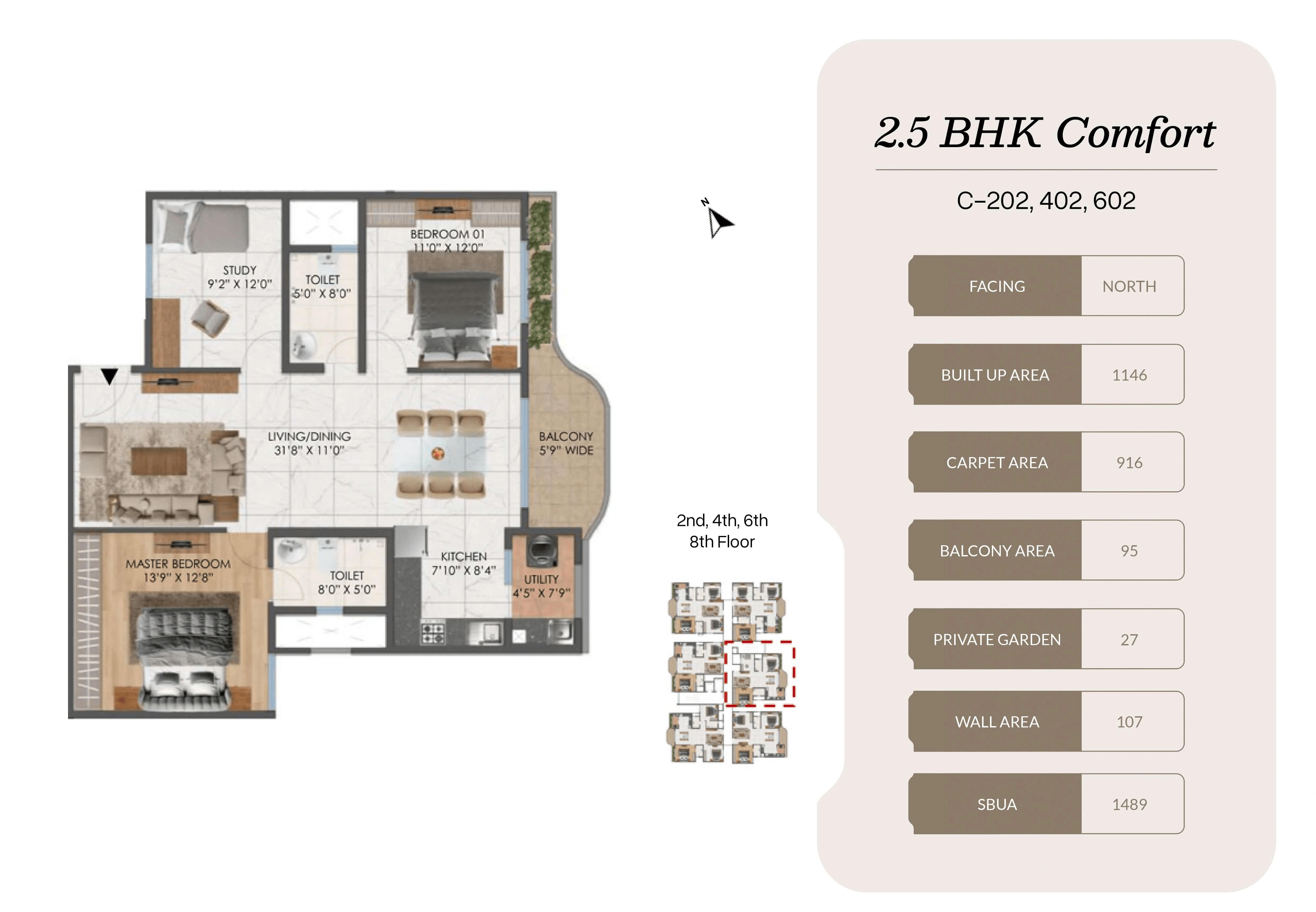 Mana Cresta Unit plan - 929 sq.ft.