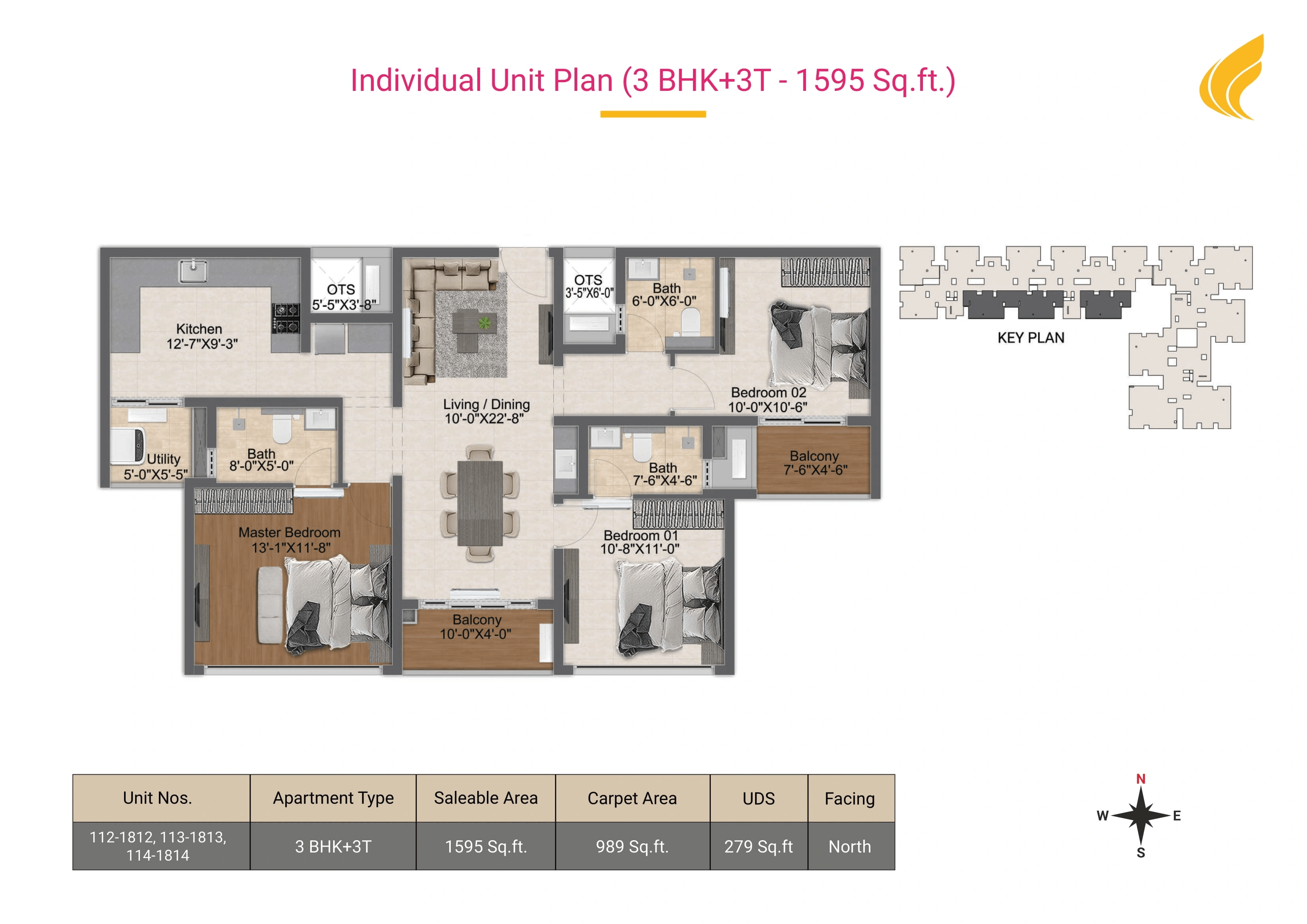 DRA iHEART Unit plan - 989 sq.ft.