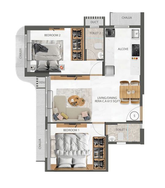 Unit plan - 855 sq.ft.