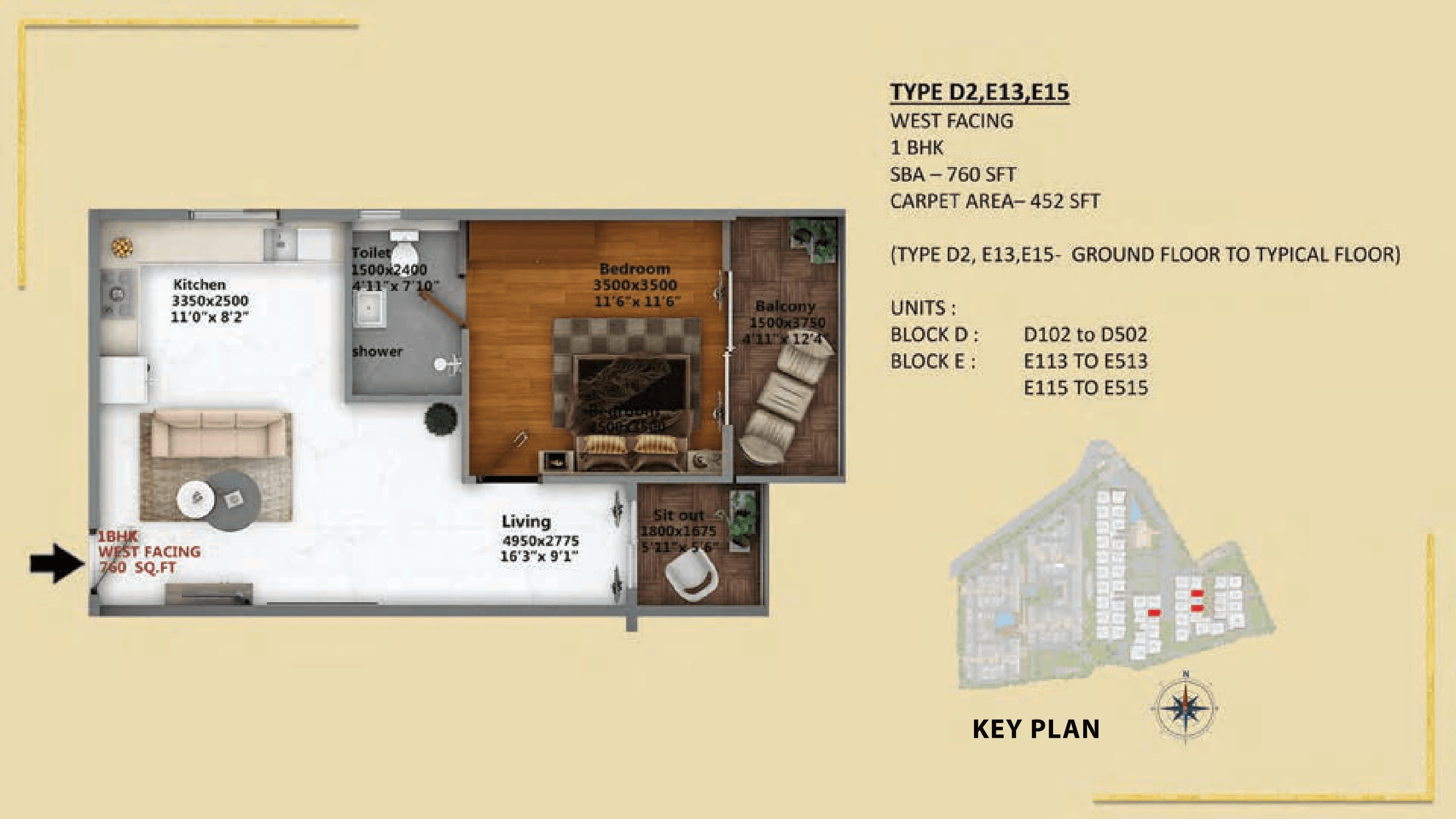 Unit plan - 452 sq.ft.