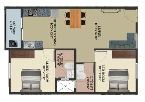 Unit plan - 629 sq.ft.