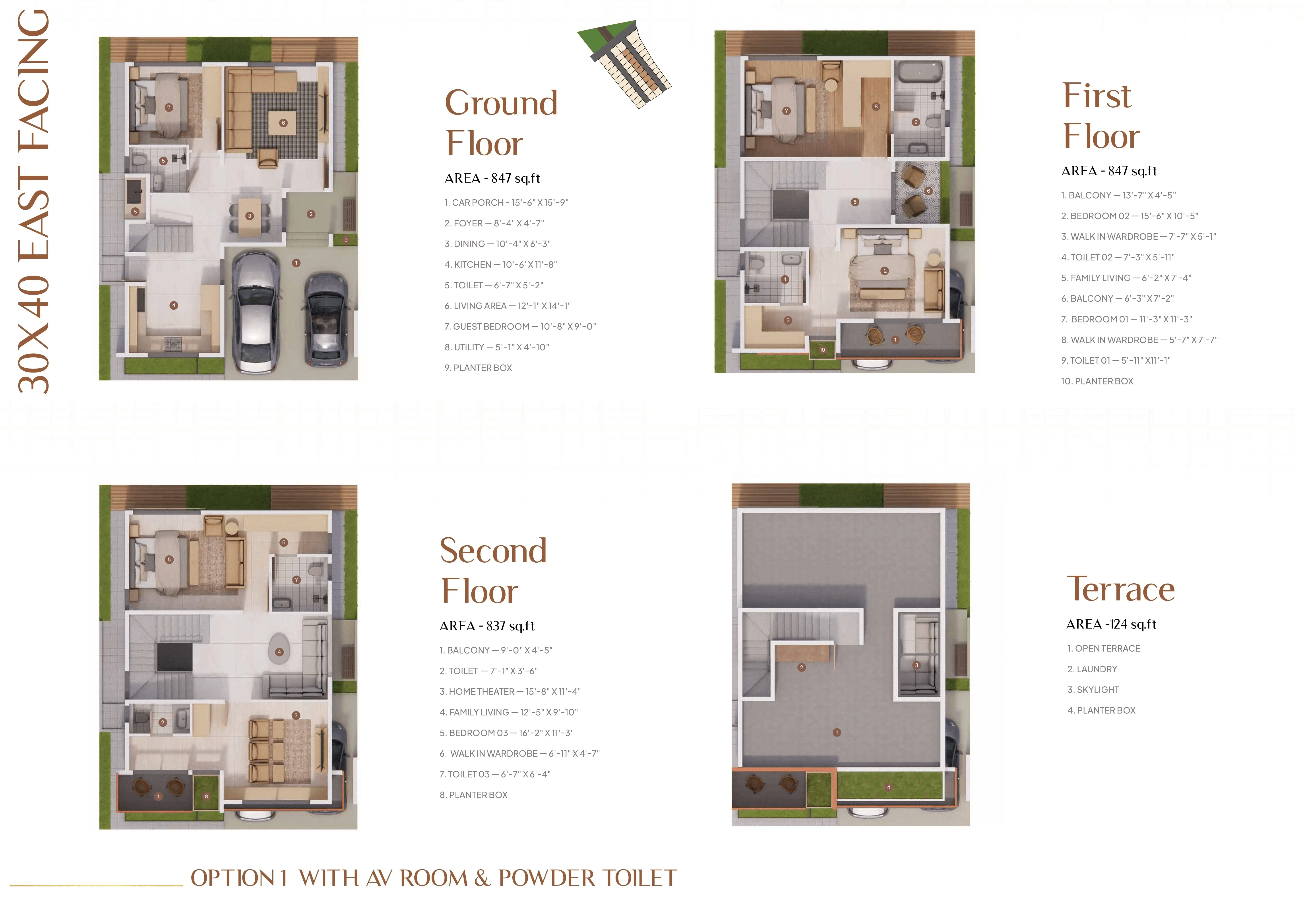 Unit plan - 1200 sq.ft.