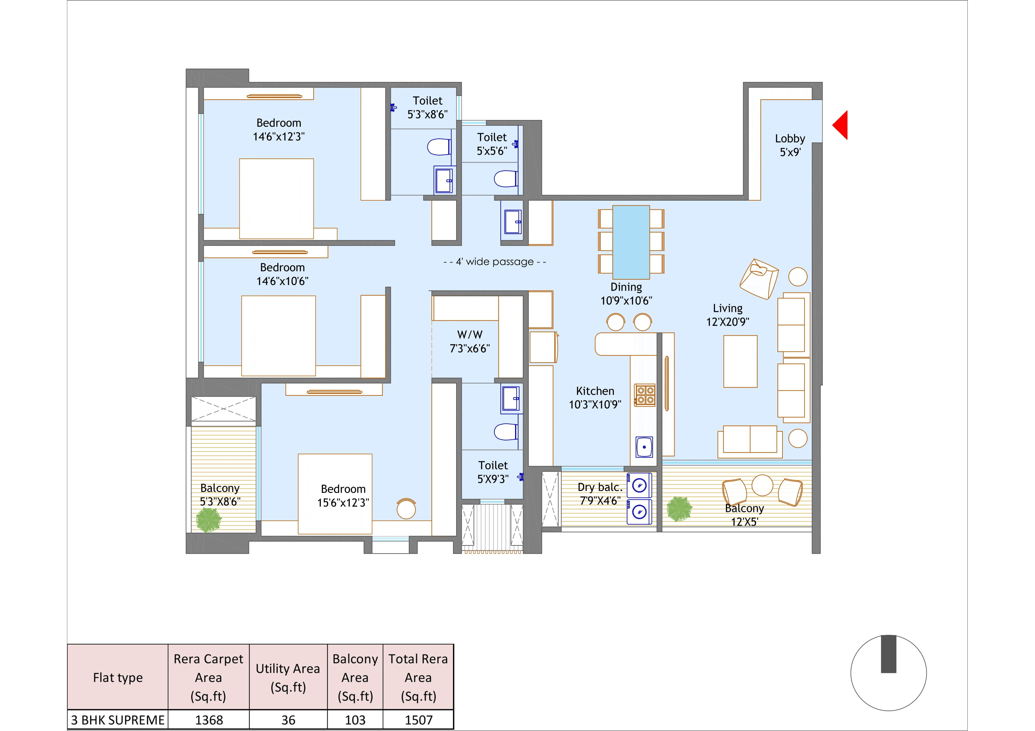 Majestique Krutarth Unit plan - 1507 sq.ft.