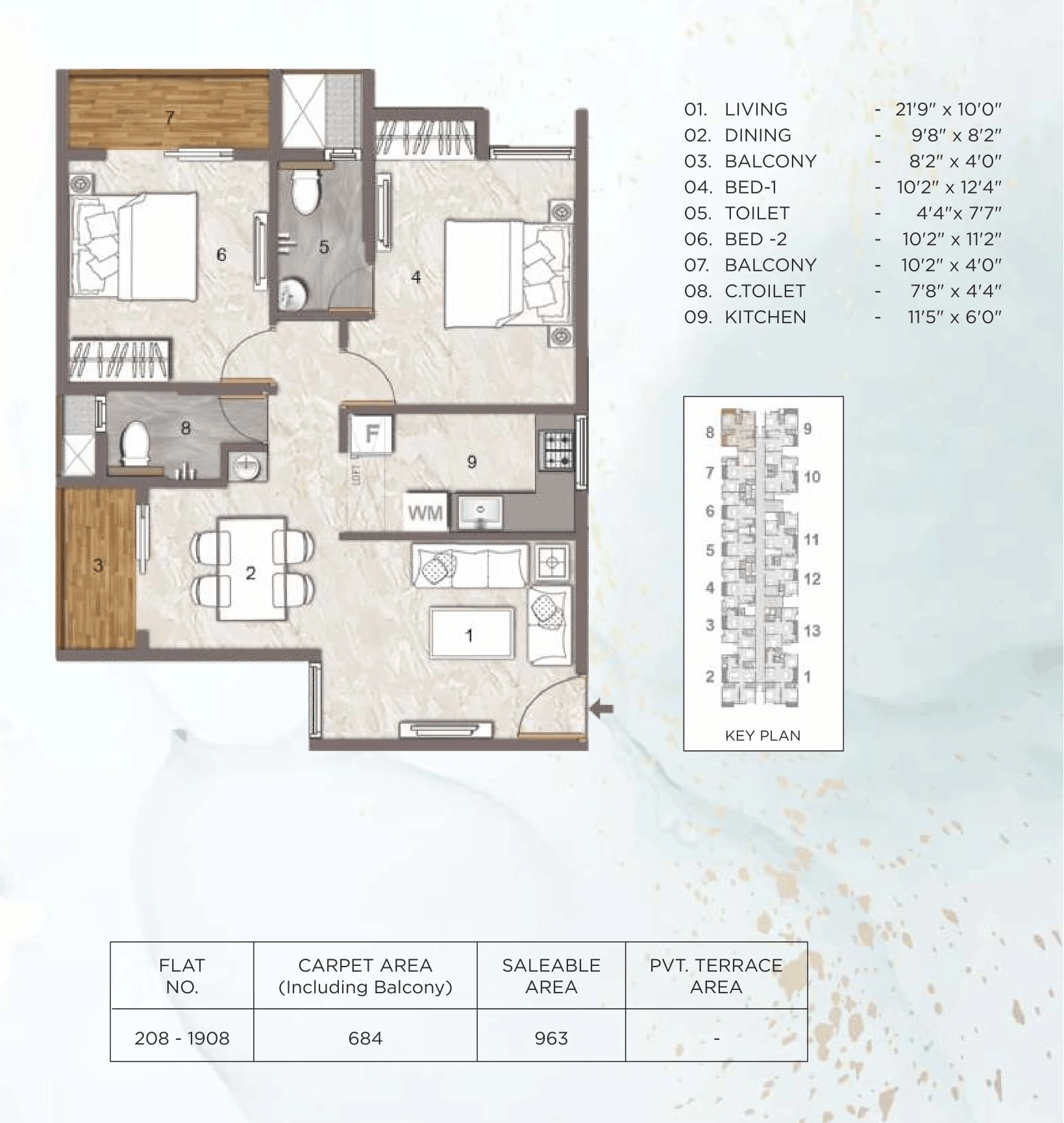 Jain Anushree Unit plan - 683 sq.ft.