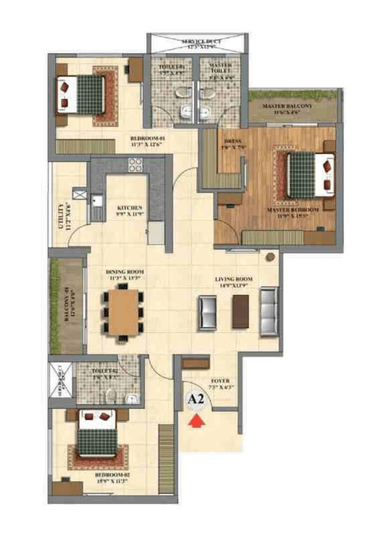Unit plan - 1447 sq.ft.