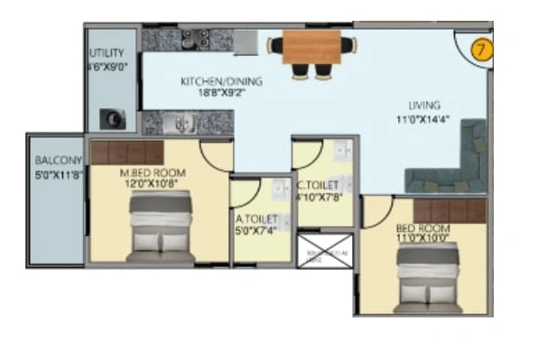 DS MAX Skyshubham Unit plan - 768 sq.ft.