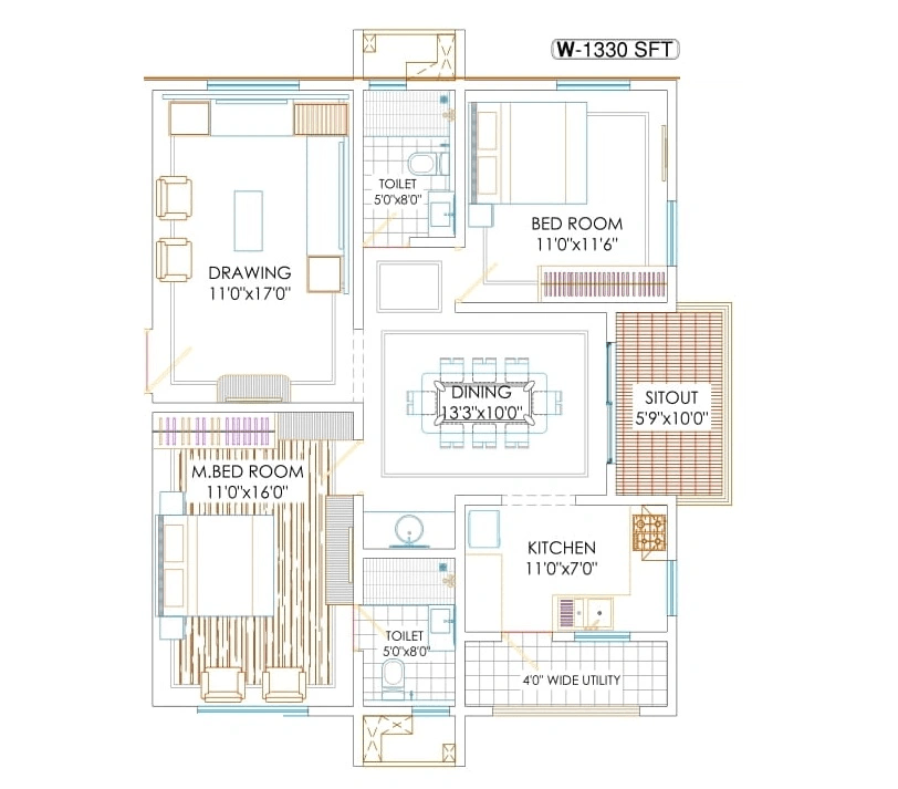 Unit plan - 931 sq.ft.