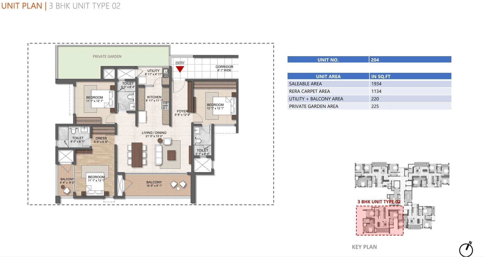 Unit plan - 1134 sq.ft.