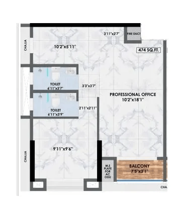Unit plan - 474 sq.ft.