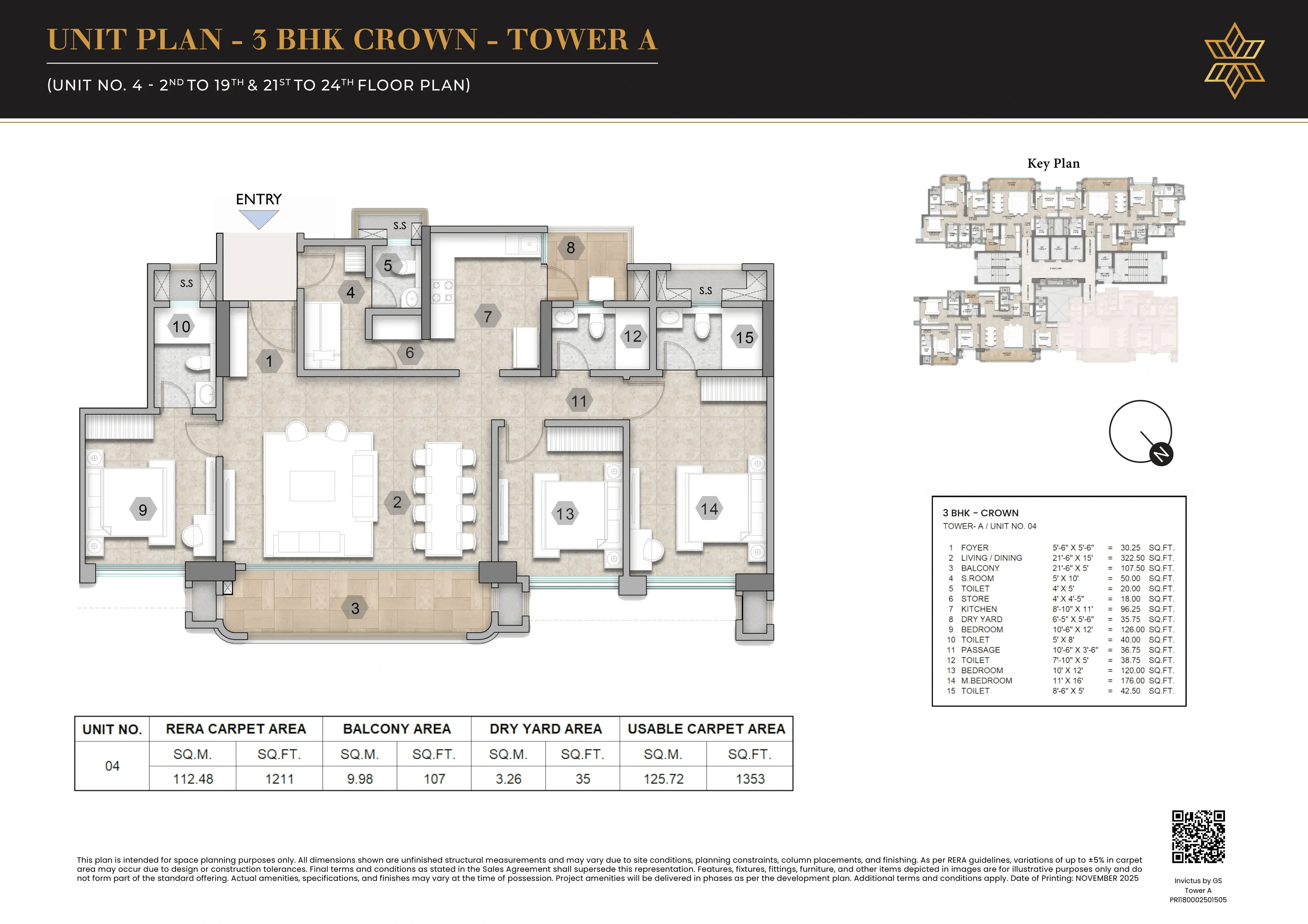 Raymond Invictus by GS Unit plan - 1353 sq.ft.