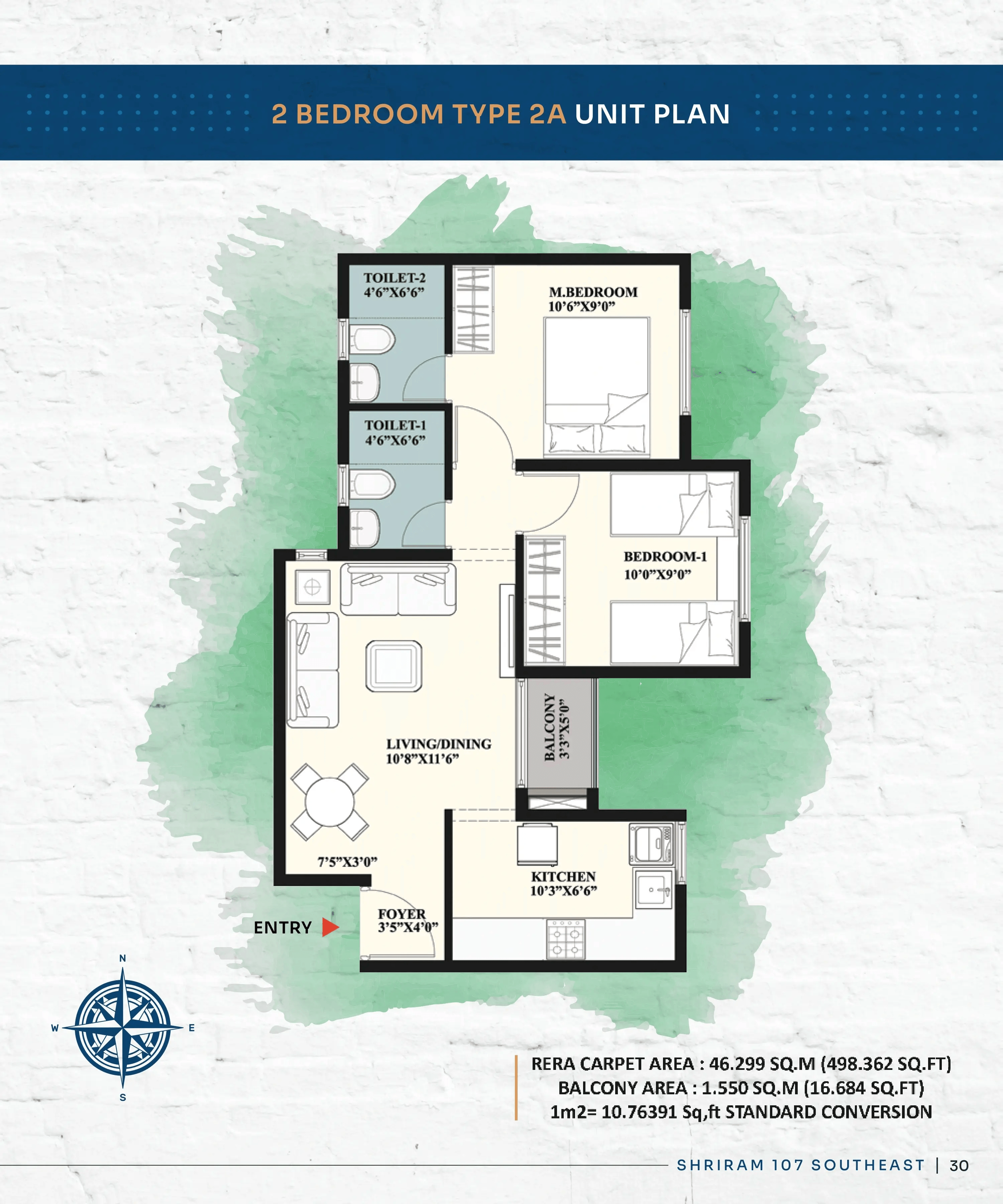 Shriram 107 SouthEast Unit plan - 514 sq.ft.