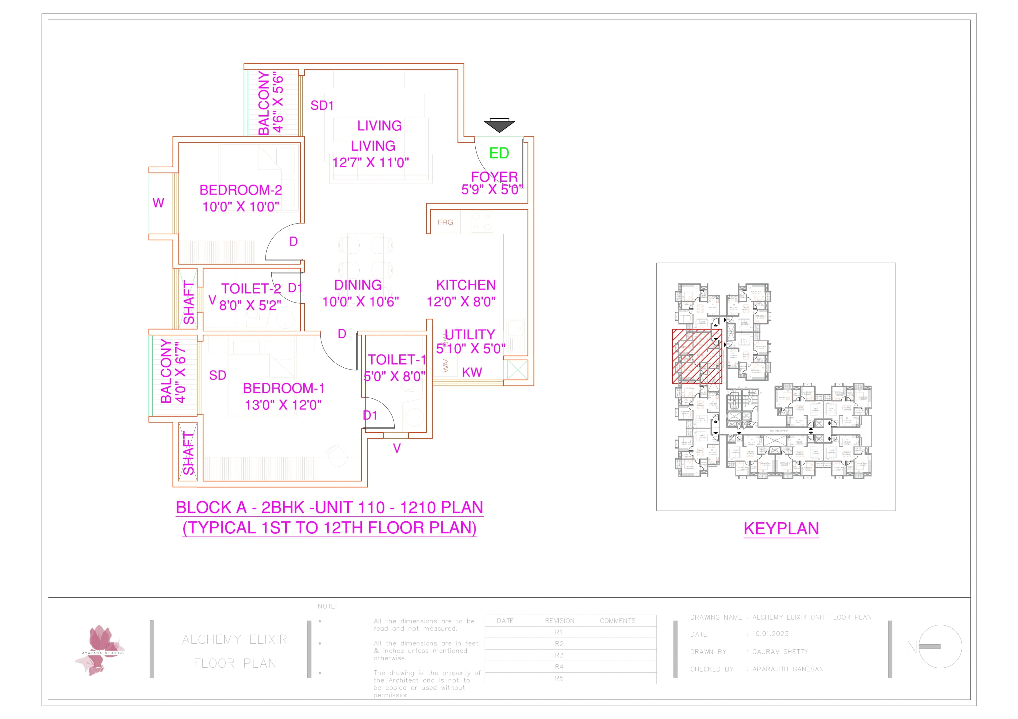 Aratt Alchemy Elixir Unit plan - 799 sq.ft.